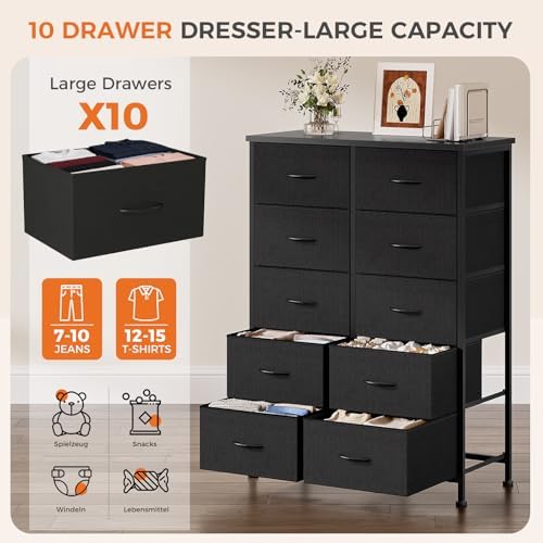 DUMOS 10 Drawer Dresser for Bedroom, Storage Organizer Chest of Drawers - Image 6