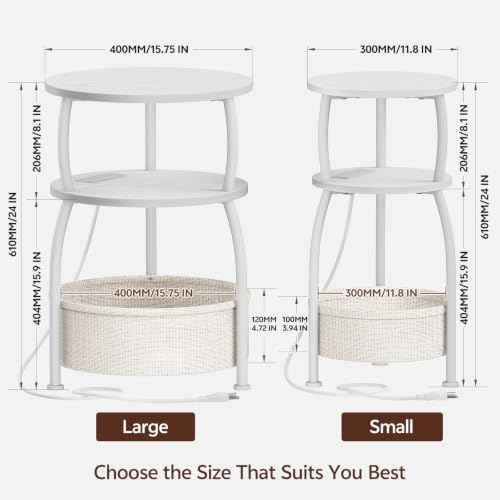 Round Side Table with Charging Station, USB Type C Port - Image 3