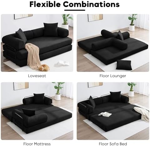 78" Convertible Futon Sofa Bed, Boneless Couches - Image 6