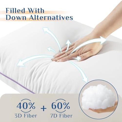 JOLLYVOGUE Pillows Queen Size Set of 6, Washable Supportive 6 Pack Bed Pillows - Image 3