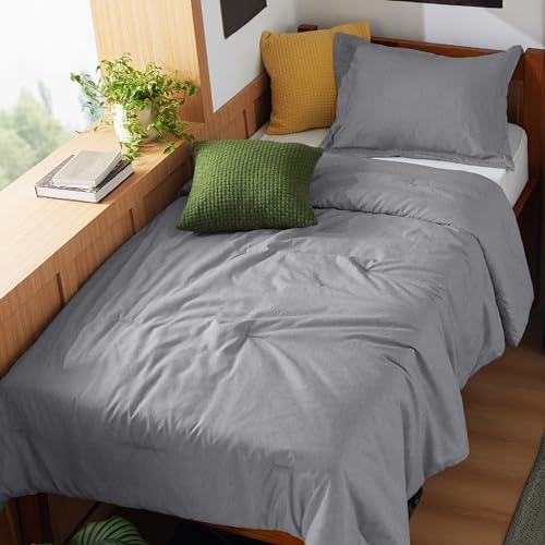 Bedsure Grey Twin Comforter Set, Soft College Dorm Room Essentials 2 Pcs by BEDSURE