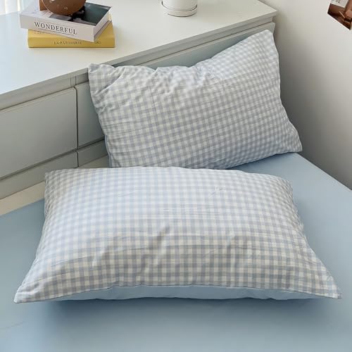 Nayoroom Blue Gingham Comforter Set Twin Reversible Plaid Dorm Bedding Set - Image 7