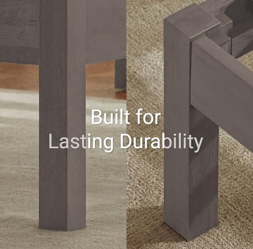 Twin Bed Frame with Headboard Classic Wood Platform, Noise Free, Under Bed - Image 4