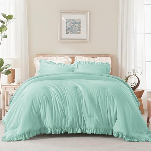 Andency Mint California King Comforter Set, 3 Pieces Shabby Chic Bedding - Image 2