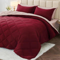MUXHOMO California King Comforter Set 7 Pieces, Burgundy/Rose Gold by MUXHOMO