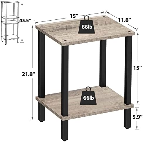 TUTOTAK End Table, Side Table, Nightstand, 2-Tier Storage Shelf - Image 2