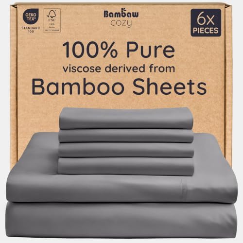 Bambaw 100% Viscose Derived from Bamboo Sheets King Size Set – 6pcs Deep Pocket by Bambaw