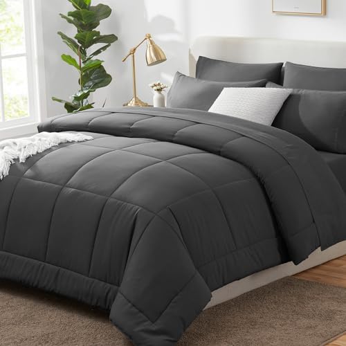 CozyLux Super King Plus Comforter Set Dark Grey by CozyLux