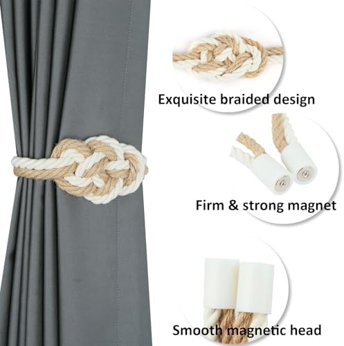 Jute Magnetic Curtain Tiebacks, Decorative Curtain Holdbacks - Image 3