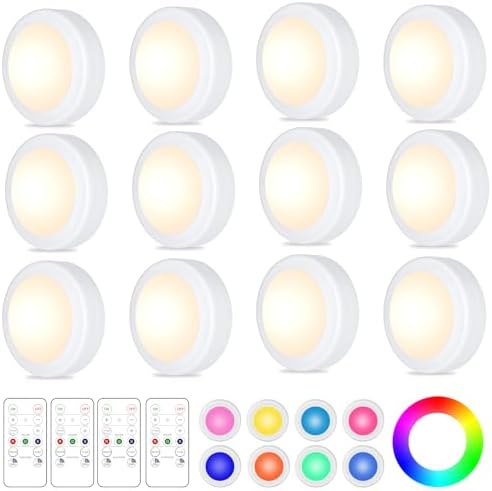 Yiliaw 12 Pack LED Puck Lights Remote Control 16 Color Changeable Under Cabinet by Yiliaw