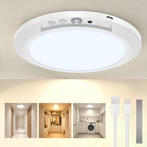 Rechargeable Motion Sensor Ceiling Light, Battery Operated Closet Light by Firmou