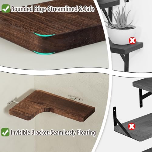 Corner Floating Shelves Wall Mount Shelf Solid Wood - Image 4