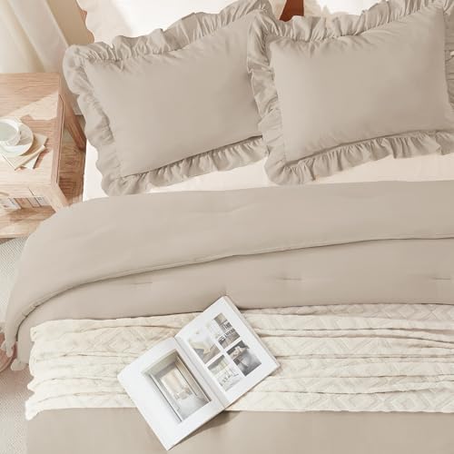 Andency Wheat California King Comforter Set, 3 Pieces Shabby Chic Bedding - Image 6