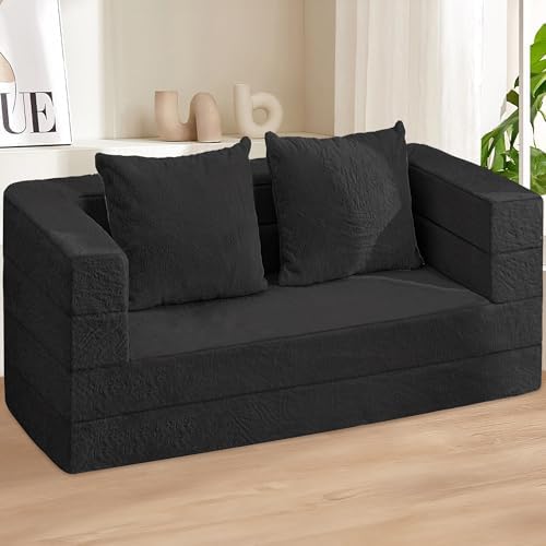 Futon Sofa Bed with Pillow, 3-in-1 Sleeper Sofa Bed with Removable Cover - Image 2