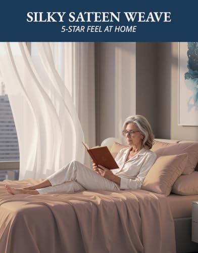 LANE LINEN Cooling Sheets Twin 100% Egyptian Cotton Sateen - Image 5