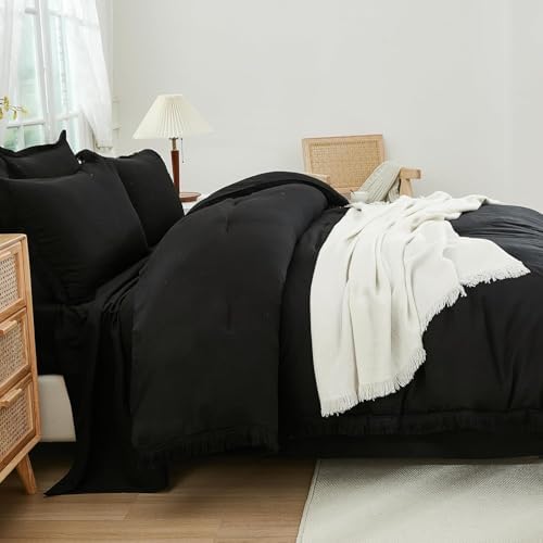 Andency Oversized King Comforter Set, 7 Pieces Black Bedding - Image 7