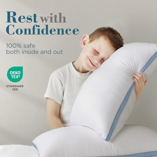 viewstar King Size Pillows Set of 2, Firm Support, Light Blue - Image 6