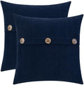 HWY 50 Navy Blue Chenille Throw Pillow Covers 18x18 Inch Buttons Pack of 2 by HWY50