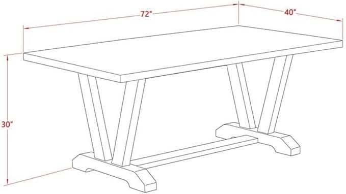 East West Furniture VT727 V-Style Kitchen Table - a Rectangle Dining Table Top with Stylish Legs, 40x72 Inch, Multi-Color