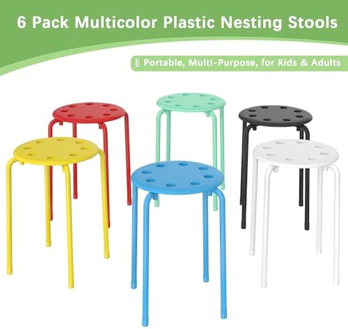 VECELO 6-Piece Stacking Stools for Classroom - Image 6