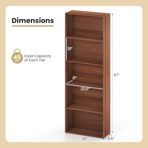 GIANTEX 5-Tier Bookshelf Set of 2, Freestanding Bookcase - Image 3