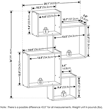Furinno Rossi Interweave Wall Mount Floating Cube Shelf - Image 3