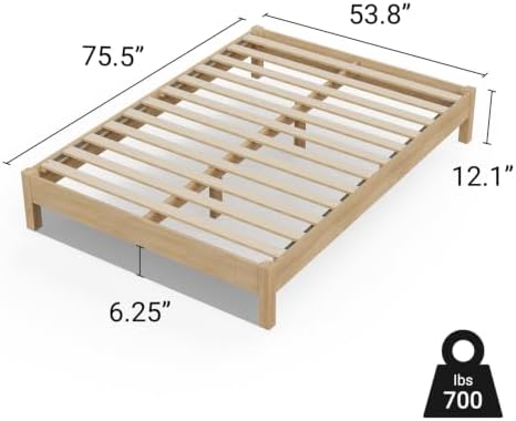 Full Bed Frame Signature Solid Pine Wood Platform, Noise Free, Under Bed Storage - Image 2