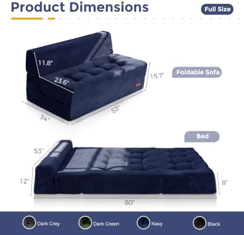 MAXYOYO Folding Sofa Bed, 8-Inch Fold-Out Chair Bed - Image 2