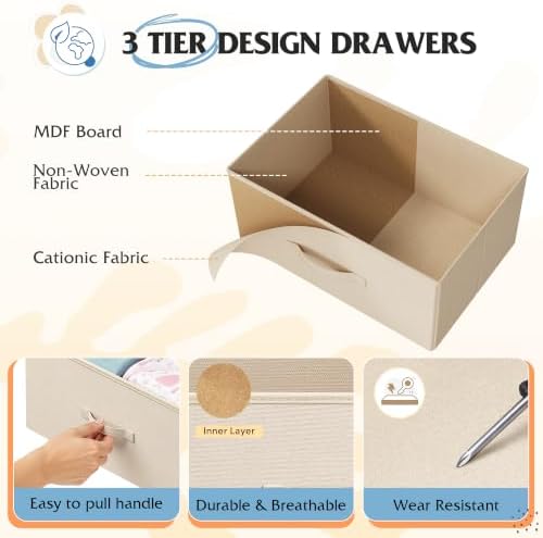WLIVE 5 Drawer Fabric Dresser for Bedroom, Wide Storage Chest - Image 5