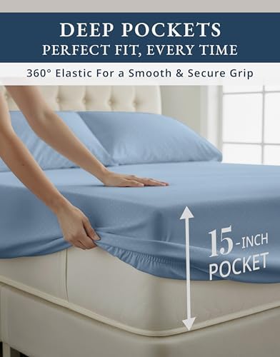 LANE LINEN Sheet Sets Full Size Bed Sateen Weave - Image 5