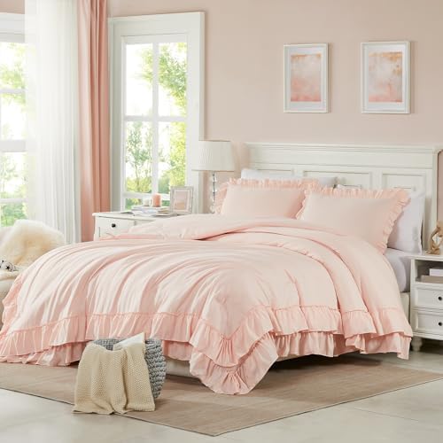 Cupocupa Blush Pink Comforter Set Queen, Lightweight Soft Shabby Chic Bedding by CupocupaHomeCollection