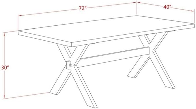 East West Furniture X697FR102-9 9 Piece Dining Set Includes a Rectangle Dining Room Table with X-Legs and 8 Light Beige Linen Fabric Upholstered Chairs, 40x72 Inch, Multi-Color
