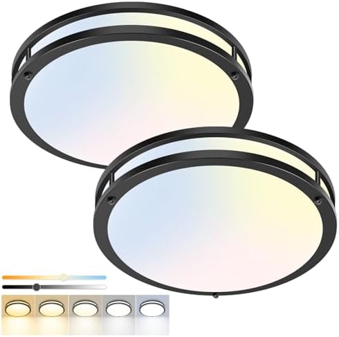 hepside 13inch Flush Mount Ceiling Light Fixture 2 Pack, Dimmable & 5 Color by Hepside