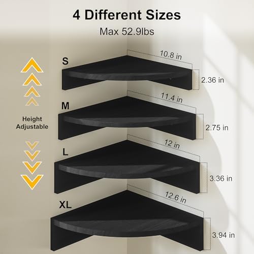 Wood Corner Floating Shelves Wall Mount 4-Pack - Image 3