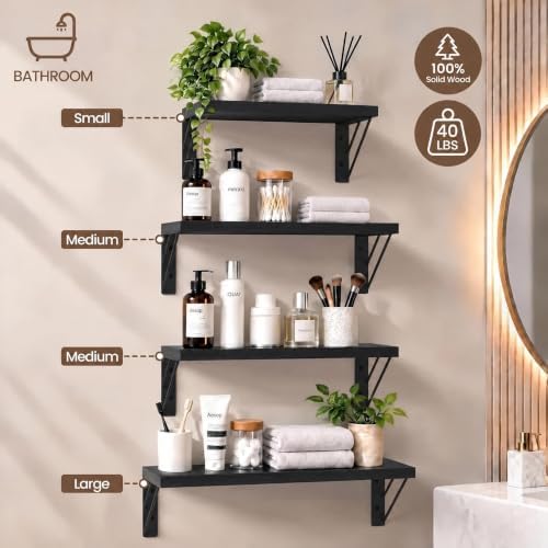 BAYKA Wall Mounted Black Floating Shelves - Image 2