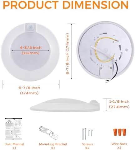 CLOUDY BAY 5 Color Motion Sensor Ceiling Light, 120V CRI90 10W, 6.5 inch - Image 7