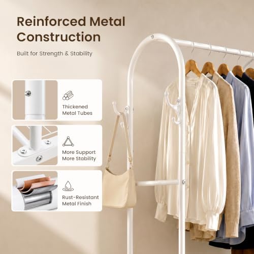 Cesun Small Clothes Rack with 3-Tier Mesh Shelves & 8 Hooks - Image 5