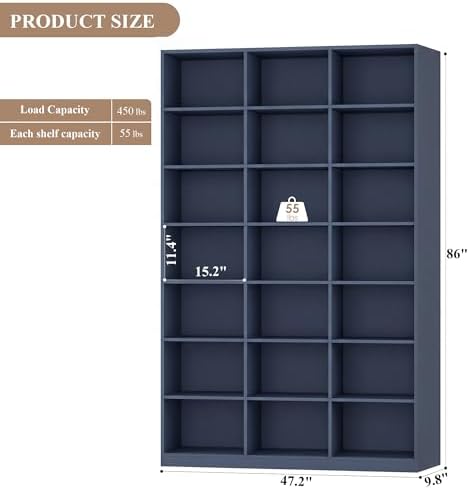 HOSTACK 86" H Triple Wide Bookshelf and Bookcase, 7 Tier Tall Bookshelf - Image 3
