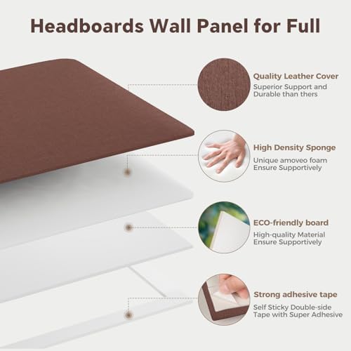 6-Piece Light Brown Linen Upholstered Headboard Twin Size, Wall Mounted Neutral - Image 5