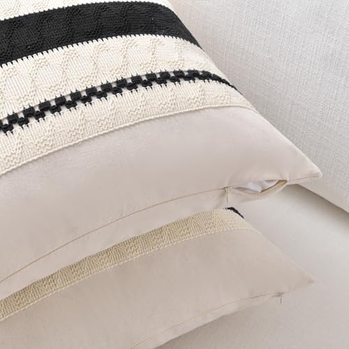 Fancy Homi Set of 1 Boho Black Long Lumbar Decorative Throw Pillow Cover 16x24 - Image 3