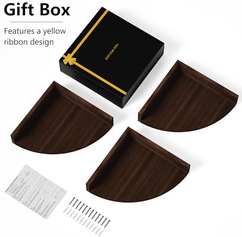 Wood Corner Shelves Wall Mount 3-Pack, Dark Brown - Image 6