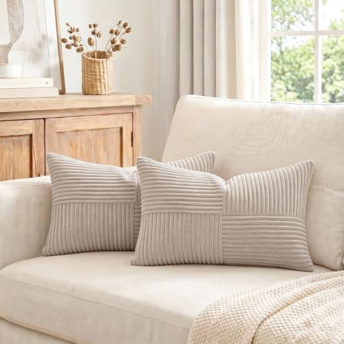 Fancy Homi Taupe Lumbar Decorative Throw Pillow Covers 26x16 Inch - Image 7