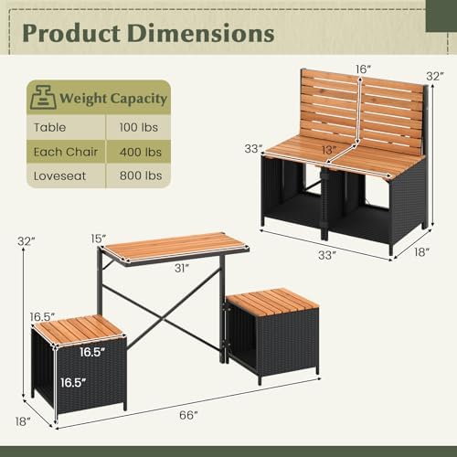 Tangkula 3-in-1 Convertible Bench Bar Table, Outdoor Folding Table & Chair - Image 6