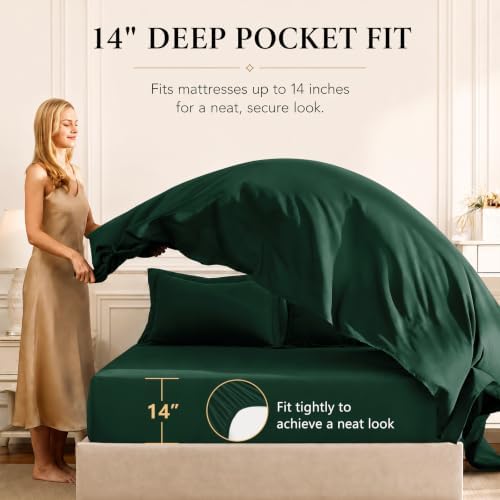 CozyLux Oversized Queen Comforter Set 98"x98", 7 Piece, Emerald Green - Image 5