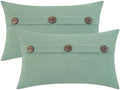 HWY 50 Sage Green Chenille Throw Pillow Covers 12x20 Inch Buttons Pack of 2 by HWY50