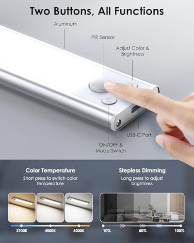 VerRon 8inch Under Cabinet Lighting, Motion Sensor Light Indoor - Image 3