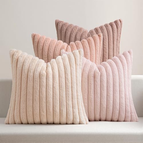 MIULEE Faux Fur Plush Decorative Throw Pillow Covers 20x20 by MIULEE