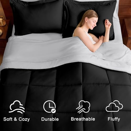 FUANNA Queen Comforter Set 7 Pieces, Reversible Bed Set, Soft Bed in a Bag - Image 2
