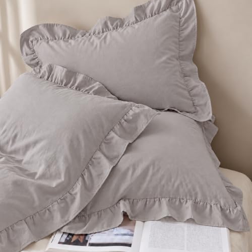 Light Gray Pillowcases King Pillowcases Cute Pillow Cover Gray Ruffled Pillow - Image 5