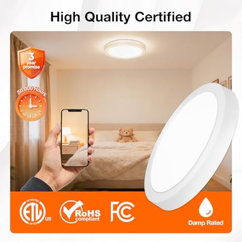 Sylvania 12" LED Flush Mount Ceiling Light Fixture, 1600 LMS, Warm White - Image 3